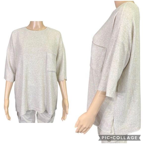 Zara Womens Pullover Sweater Soft Boxy Over Sized Beige Minimalist Medium - Picture 1 of 9